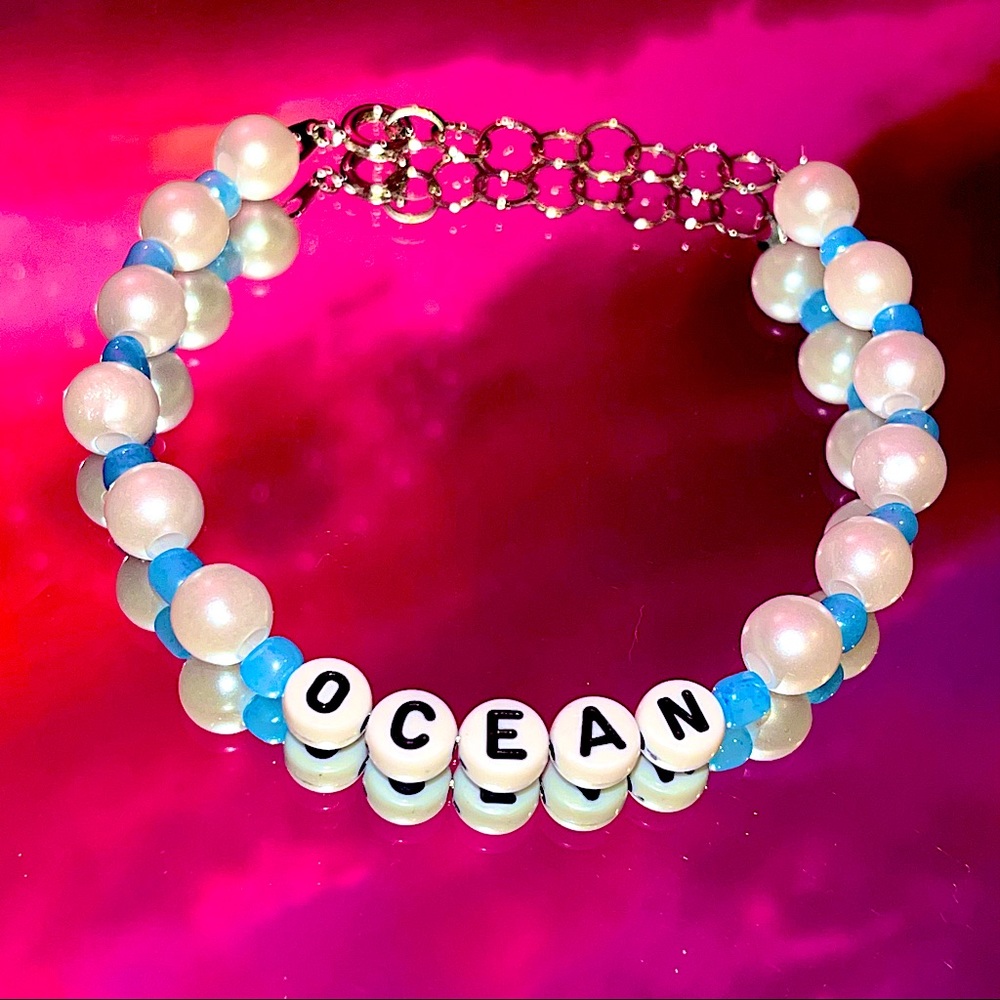 3/$11 Beaded Bracelet: “Ocean” Pearls - Handmade